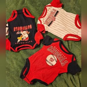 NWT MLB Washington Nationals onesies 3 piecec set Size:0-3M